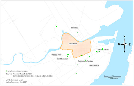 Figure 5 : Emplacement des ménages chinois en 1950.