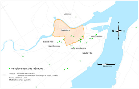 Figure 7 : Emplacement des ménages chinois en 1960.