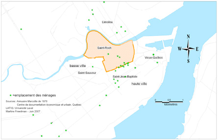 Figure 8 : Emplacement des ménages chinois en 1970.